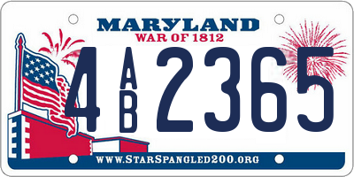 MD license plate 4AB2365