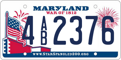 MD license plate 4AB2376