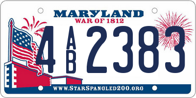 MD license plate 4AB2383