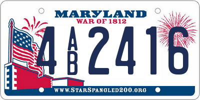 MD license plate 4AB2416