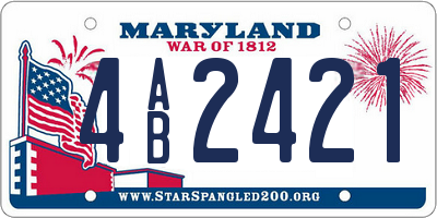 MD license plate 4AB2421