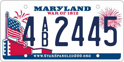 MD license plate 4AB2445