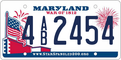 MD license plate 4AB2454
