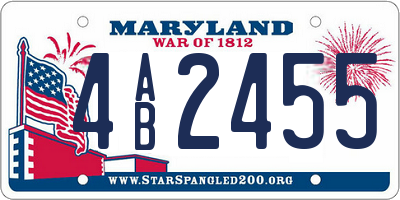MD license plate 4AB2455