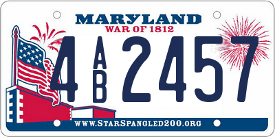 MD license plate 4AB2457