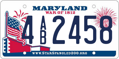 MD license plate 4AB2458