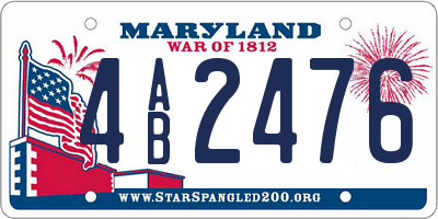 MD license plate 4AB2476