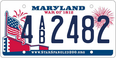 MD license plate 4AB2482