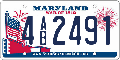 MD license plate 4AB2491