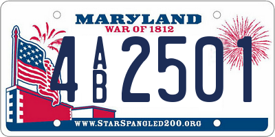 MD license plate 4AB2501
