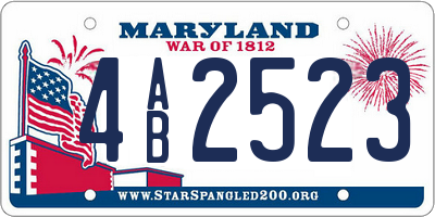 MD license plate 4AB2523