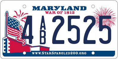 MD license plate 4AB2525