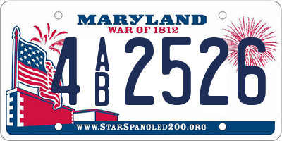 MD license plate 4AB2526