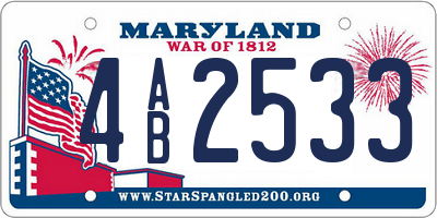 MD license plate 4AB2533