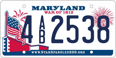MD license plate 4AB2538