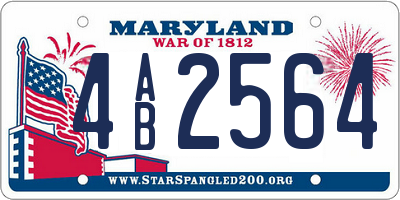 MD license plate 4AB2564
