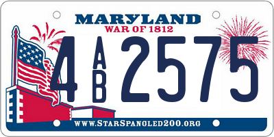 MD license plate 4AB2575