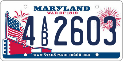 MD license plate 4AB2603
