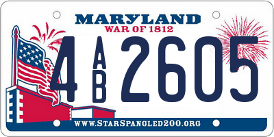 MD license plate 4AB2605