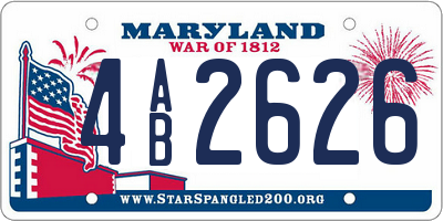MD license plate 4AB2626