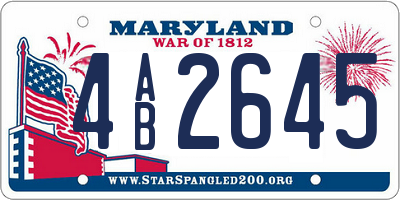 MD license plate 4AB2645