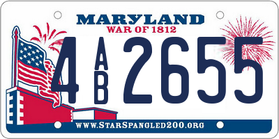 MD license plate 4AB2655