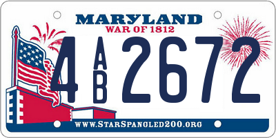 MD license plate 4AB2672
