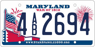 MD license plate 4AB2694