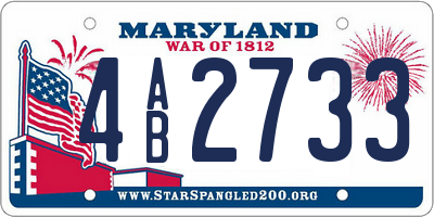 MD license plate 4AB2733