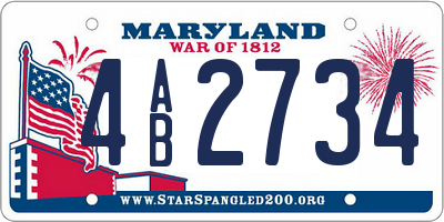 MD license plate 4AB2734