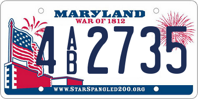MD license plate 4AB2735
