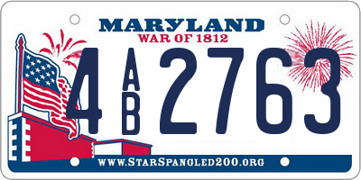 MD license plate 4AB2763