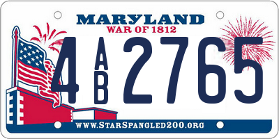 MD license plate 4AB2765
