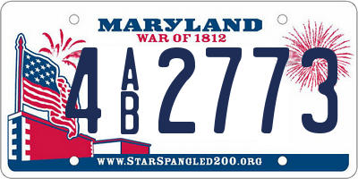 MD license plate 4AB2773