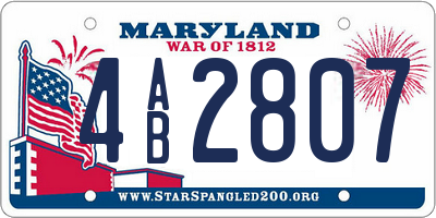 MD license plate 4AB2807