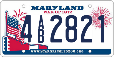 MD license plate 4AB2821