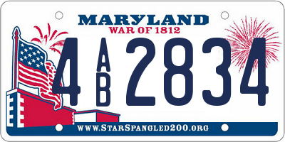 MD license plate 4AB2834