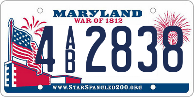 MD license plate 4AB2838