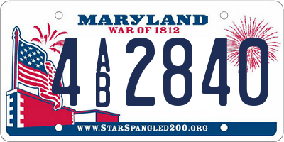 MD license plate 4AB2840