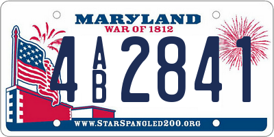 MD license plate 4AB2841