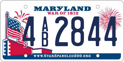 MD license plate 4AB2844