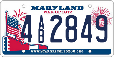 MD license plate 4AB2849