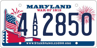 MD license plate 4AB2850