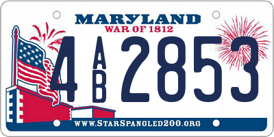 MD license plate 4AB2853
