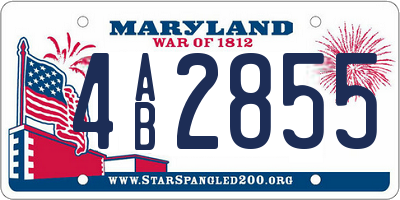 MD license plate 4AB2855