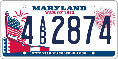 MD license plate 4AB2874