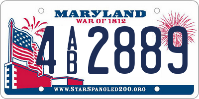 MD license plate 4AB2889