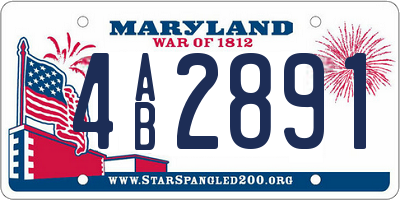 MD license plate 4AB2891