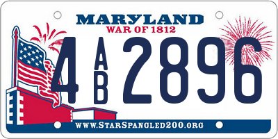 MD license plate 4AB2896