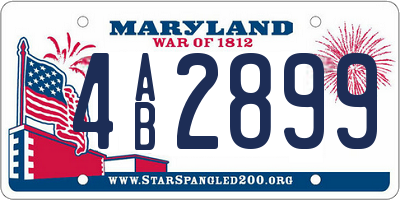 MD license plate 4AB2899